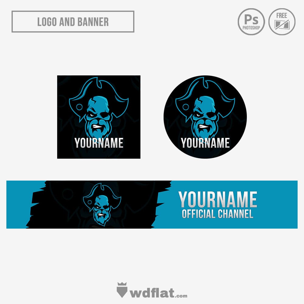 Skull-Pirate Stream Banner Logo